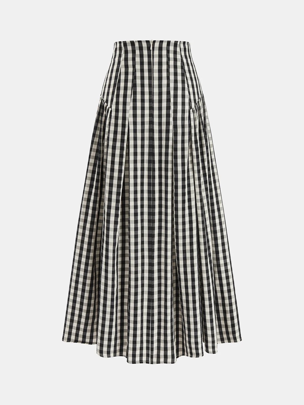 Gingham High-Waisted Pleated Midi Skirt - Picture 3 of 5